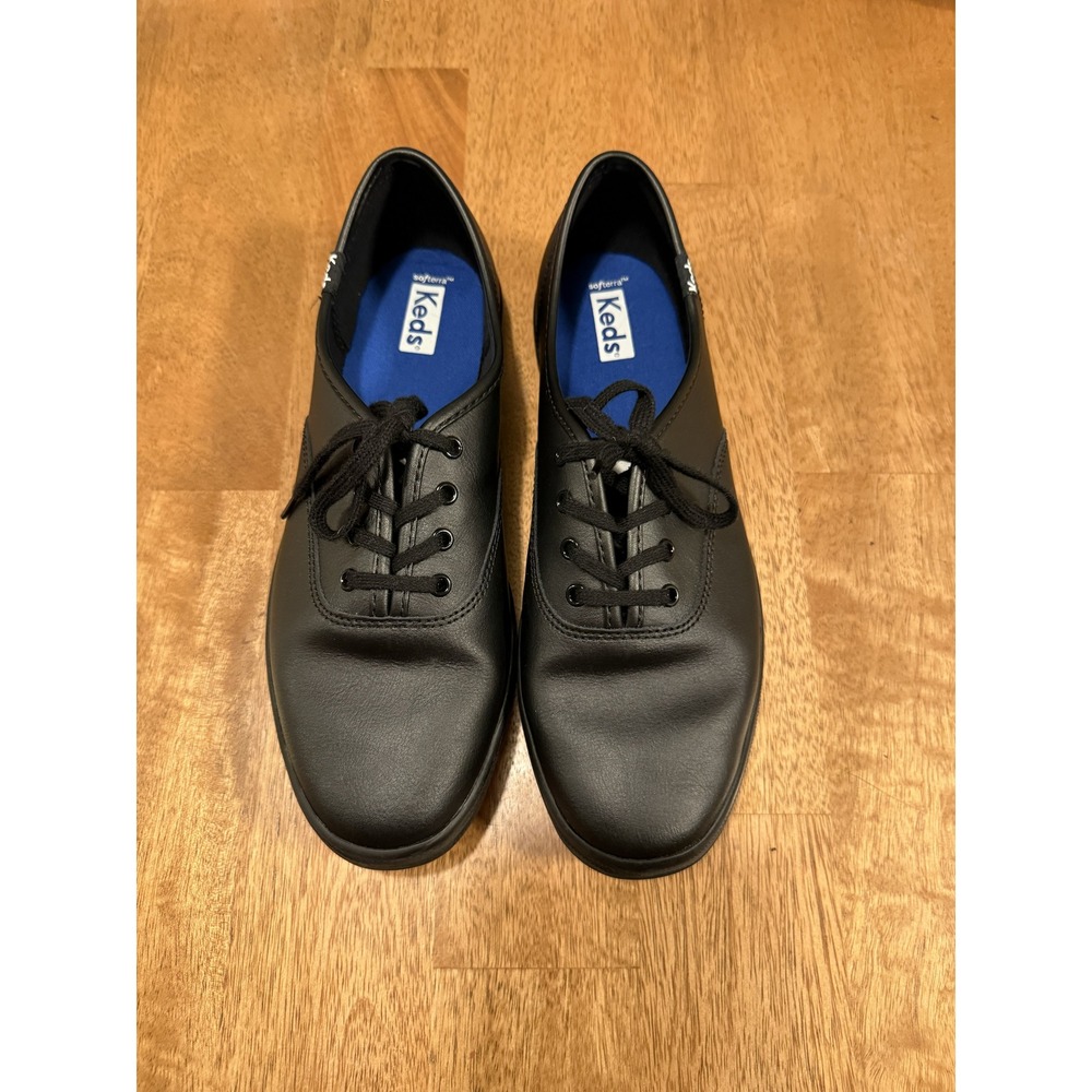 Keds Women's Champion Black Leather Lace Up Sneakers Size 8.5 NWOB